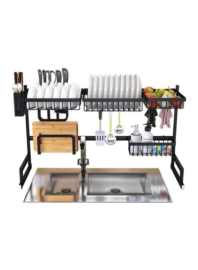 ALMUFARREJ 2 Tier Fully Customizable Dish Drying Rack Black 85x32x52cm-2