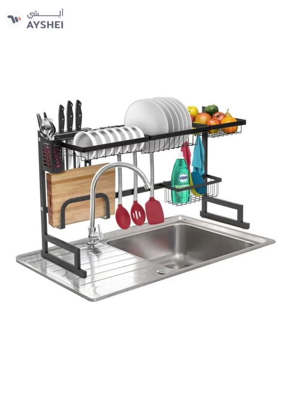 ALMUFARREJ 2 Tier Fully Customizable Dish Drying Rack Black 85x32x52cm
