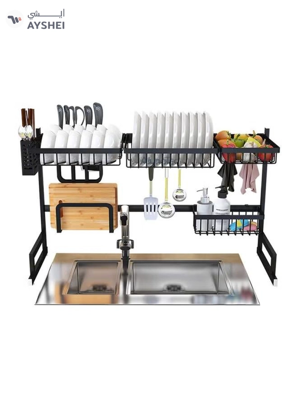 ALMUFARREJ 2 Tier Fully Customizable Dish Drying Rack Black 85x32x52cm
