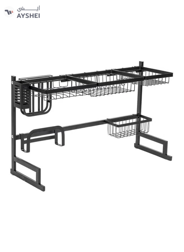 ALMUFARREJ 2 Tier Fully Customizable Dish Drying Rack Black 85x32x52cm