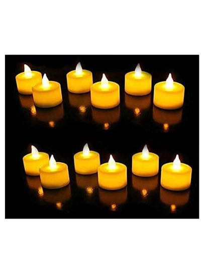 Yuwell 12-Pieces Flameless LED Tea Lights Candles Battery Operated, 200+Hour Fake Electric Candles Tea Lights For Votive, Anniversary, Wedding Centerpiece Table Decor Smokeless Candle Set-0