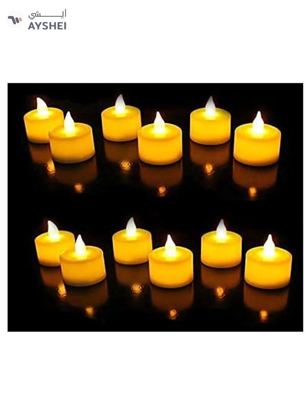 Yuwell 12-Pieces Flameless LED Tea Lights Candles Battery Operated, 200+Hour Fake Electric Candles Tea Lights For Votive, Anniversary, Wedding Centerpiece Table Decor Smokeless Candle Set