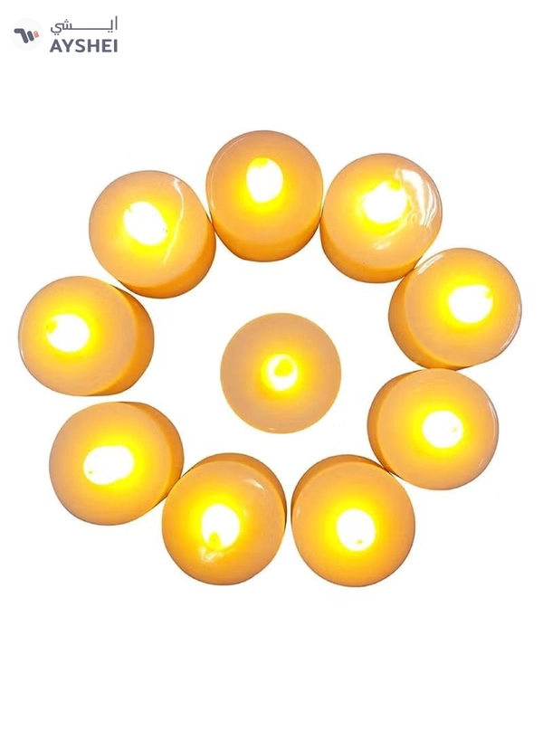 Yuwell 12-Pieces Flameless LED Tea Lights Candles Battery Operated, 200+Hour Fake Electric Candles Tea Lights For Votive, Anniversary, Wedding Centerpiece Table Decor Smokeless Candle Set