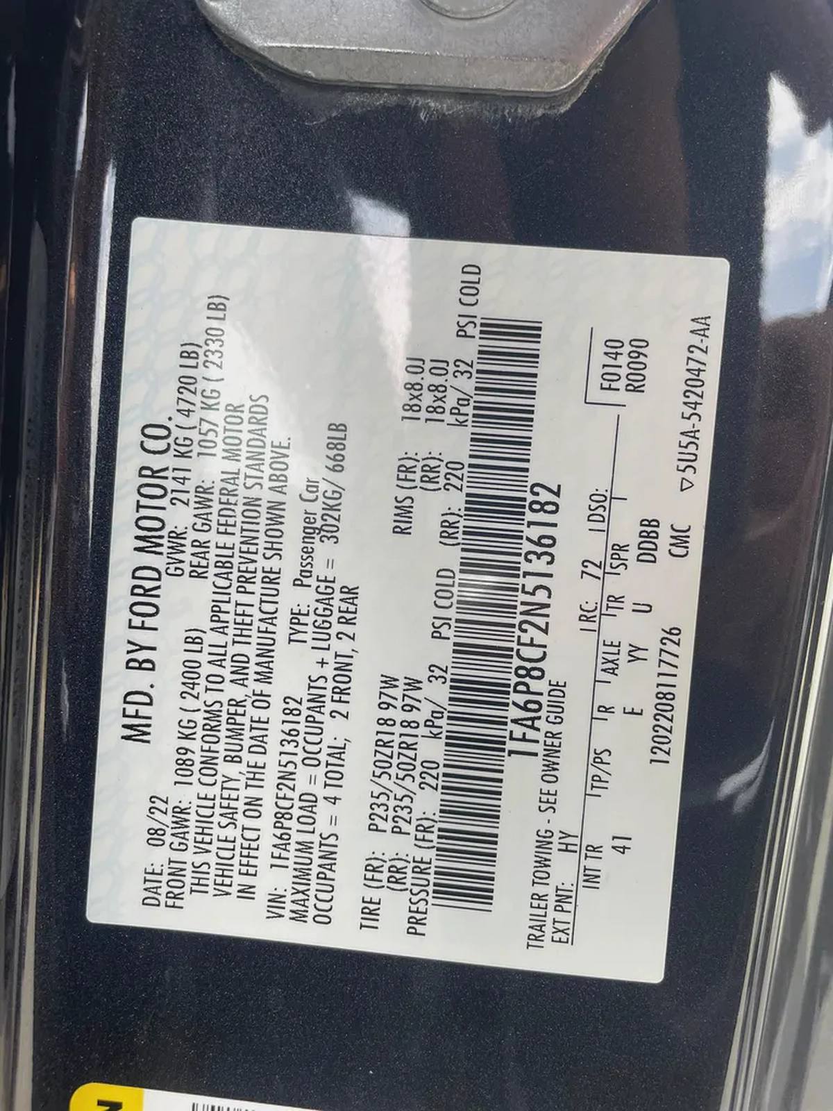 Ford Mustang Gt 2022 V8 5.0L