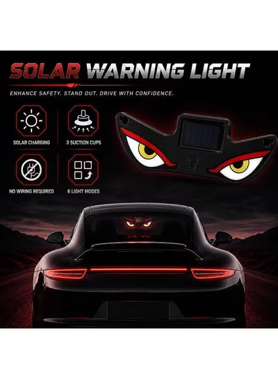 LED Evil Eye Solar Warning Light for Vehicles – Creative Automotive Decoration with Solar Charging, Powerful Bright Illumination, Strong Suction Attachment, Multiple Lighting Modes, and a Bold Personalized Look for Night Driving-2