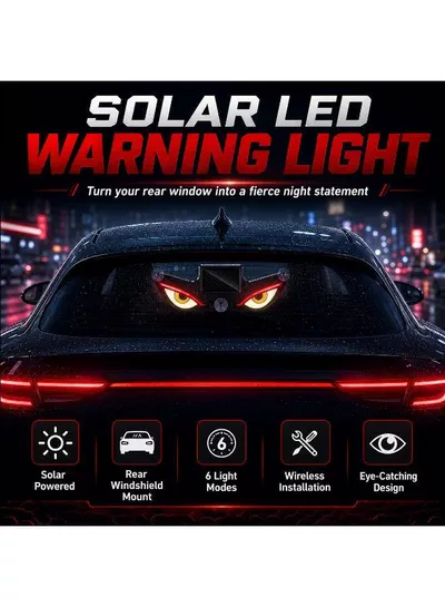 LED Evil Eye Solar Warning Light for Vehicles – Creative Automotive Decoration with Solar Charging, Powerful Bright Illumination, Strong Suction Attachment, Multiple Lighting Modes, and a Bold Personalized Look for Night Driving-3