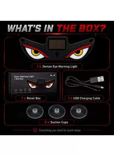 LED Evil Eye Solar Warning Light for Vehicles – Creative Automotive Decoration with Solar Charging, Powerful Bright Illumination, Strong Suction Attachment, Multiple Lighting Modes, and a Bold Personalized Look for Night Driving-5