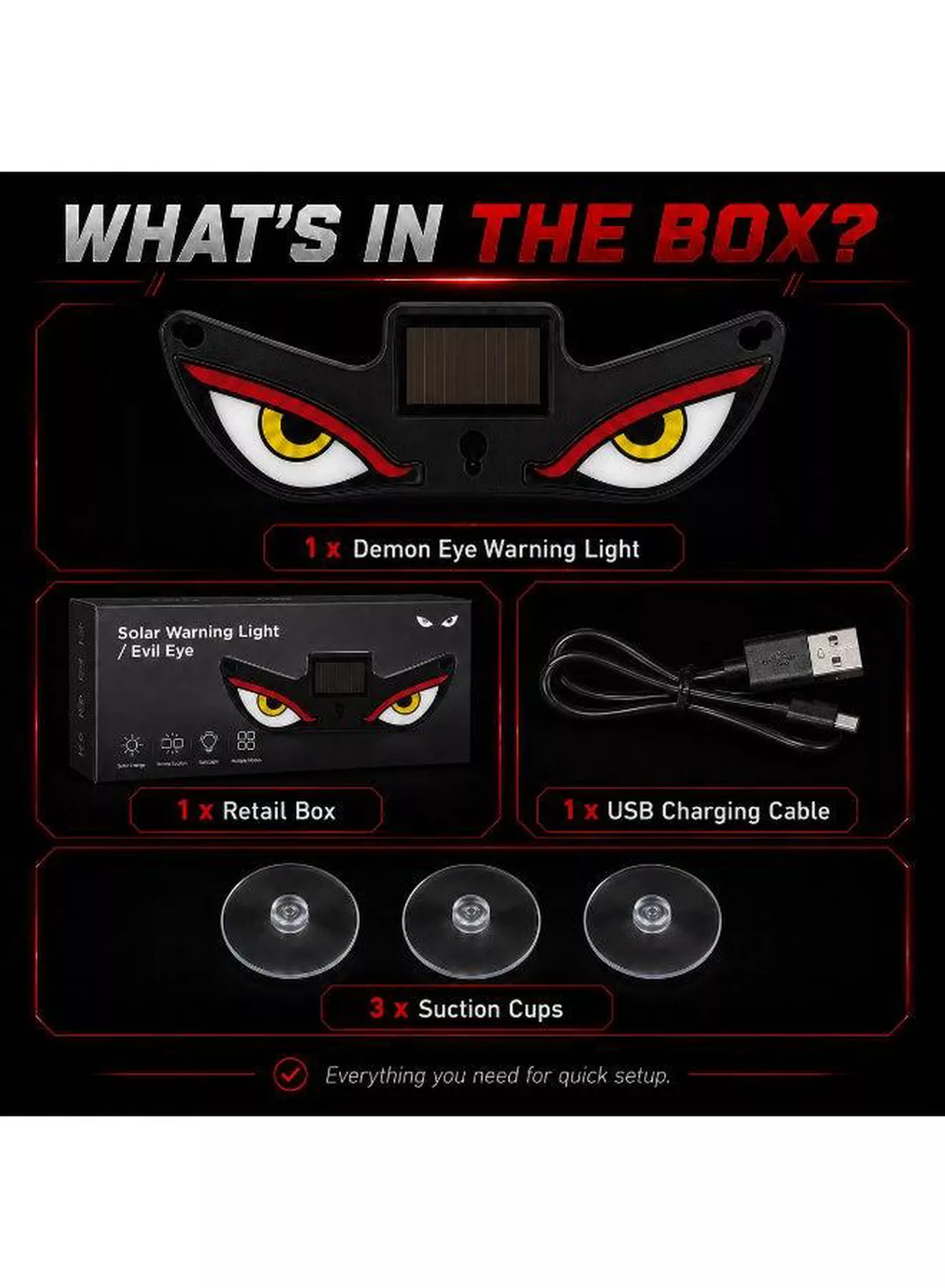 LED Evil Eye Solar Warning Light for Vehicles – Creative Automotive Decoration with Solar Charging, Powerful Bright Illumination, Strong Suction Attachment, Multiple Lighting Modes, and a Bold Personalized Look for Night Driving-5-5