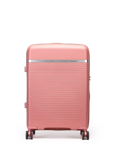 British Traveller 3-Piece Polypropylene Luggage Set | 20”, 24”, 28” Lightweight Suitcases with 360° Spinner Wheels, TSA Lock, Water & Scratch Resistant | Durable Hard Shell Trolley Bags with Telescopic Handle - Pink-2