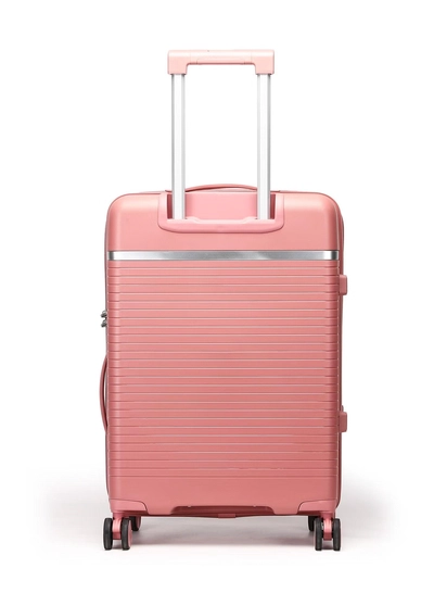 British Traveller 3-Piece Polypropylene Luggage Set | 20”, 24”, 28” Lightweight Suitcases with 360° Spinner Wheels, TSA Lock, Water & Scratch Resistant | Durable Hard Shell Trolley Bags with Telescopic Handle - Pink-3
