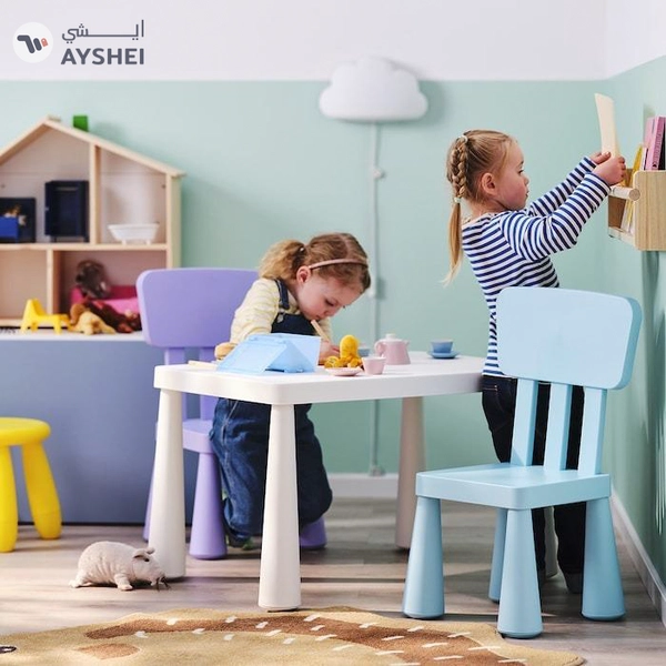 IKEA MAMMUT Children's Table, In/Outdoor, White, 77x55 cm