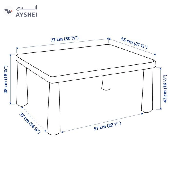IKEA MAMMUT Children's Table, In/Outdoor, White, 77x55 cm