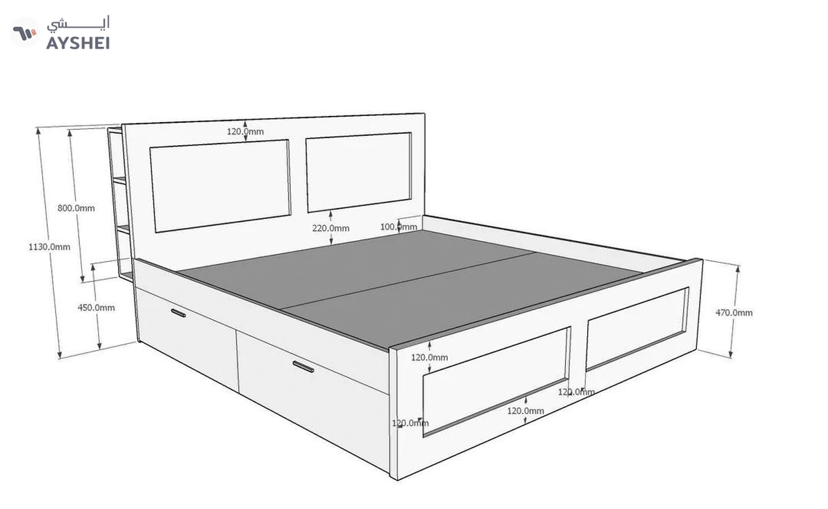 Lester bed with headboard & 4 drawer storage-3-3