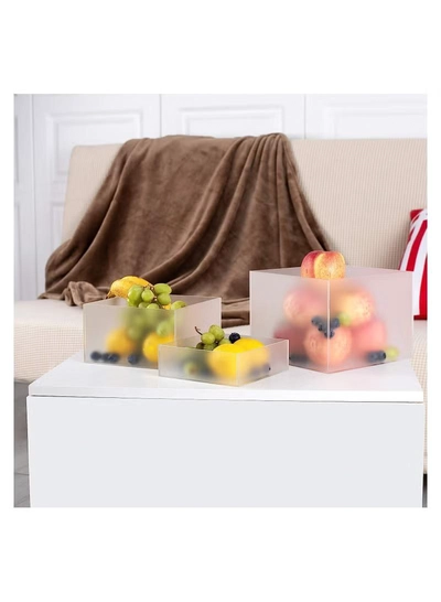 Eworld 2 Pack of 3 Frosted White Acrylic Cube Nesting Risers with Hollow Bottoms-1