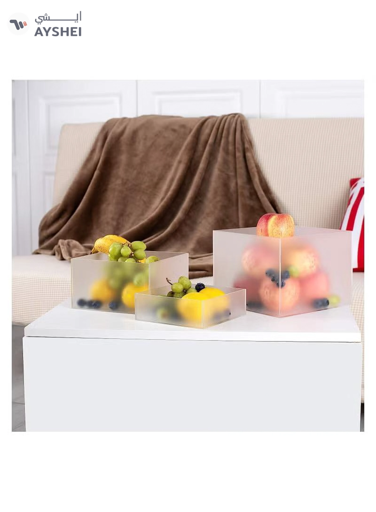 Eworld 2 Pack of 3 Frosted White Acrylic Cube Nesting Risers with Hollow Bottoms-1-1