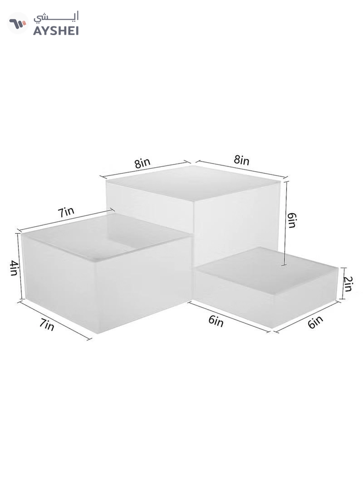 Eworld 2 Pack of 3 Frosted White Acrylic Cube Nesting Risers with Hollow Bottoms-2-2