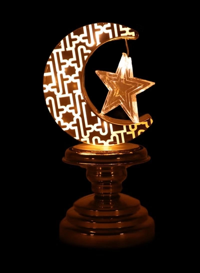 Yuwell Battery Operated Ramadan Decoration Light LED Moon Stars Decoration Night Light Desk Lamp For Indoor And Outdoor Decoration Led Lamp (AAAX3 Required Not Included)-0