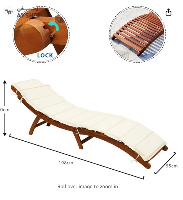 YATAI Solid Acacia Wood Sun Lounger Outdoor - Weather-Resistant Adjustable Recliner Patio Chairs 