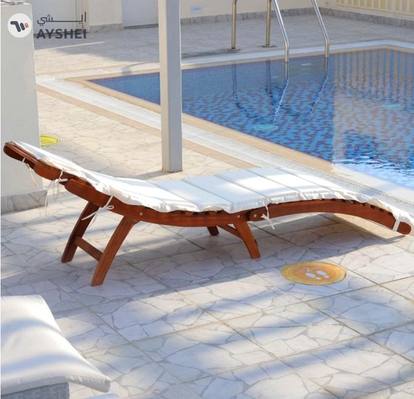YATAI Solid Acacia Wood Sun Lounger Outdoor - Weather-Resistant Adjustable Recliner Patio Chairs 