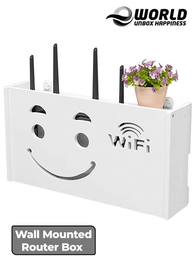 Eworld Stylish Wall-Mounted Router Rack for Wi-Fi Router, Set-Top Box, Light Cat Box, and More-0