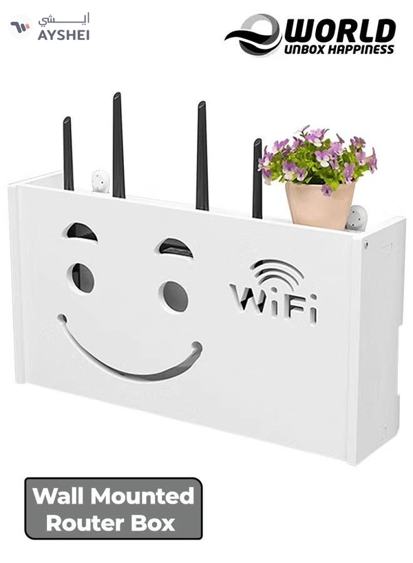 Eworld Stylish Wall-Mounted Router Rack for Wi-Fi Router, Set-Top Box, Light Cat Box, and More