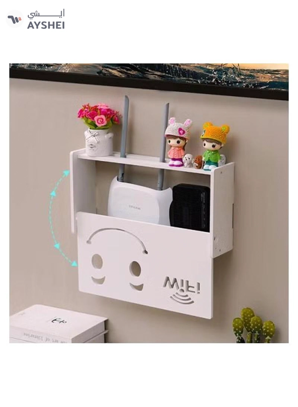 Eworld Stylish Wall-Mounted Router Rack for Wi-Fi Router, Set-Top Box, Light Cat Box, and More