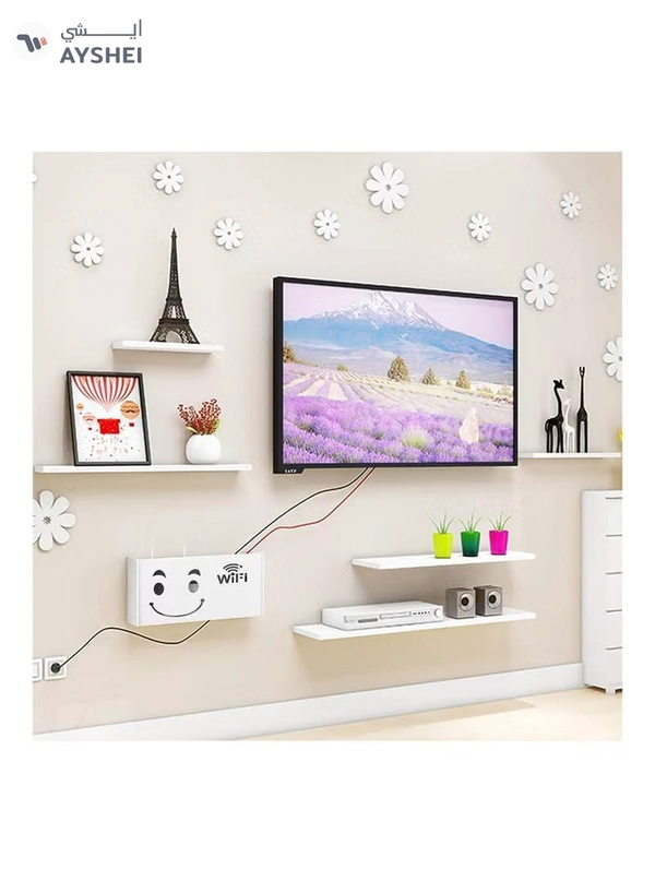 Eworld Stylish Wall-Mounted Router Rack for Wi-Fi Router, Set-Top Box, Light Cat Box, and More