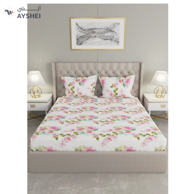 Raymond Home Queen Size Fitted Sheet Super Soft 152 TC Pure Cotton
