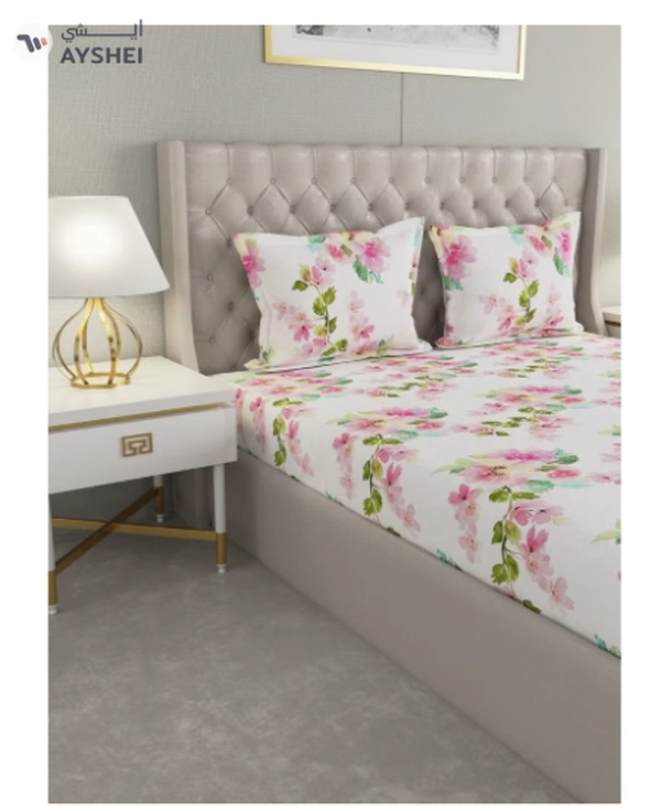 Raymond Home Queen Size Fitted Sheet Super Soft 152 TC Pure Cotton