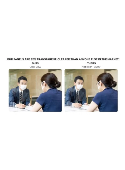 Eworld Plexiglass Freestanding Sneeze Guard with Transaction Window - Transparent Hygiene Screen -4