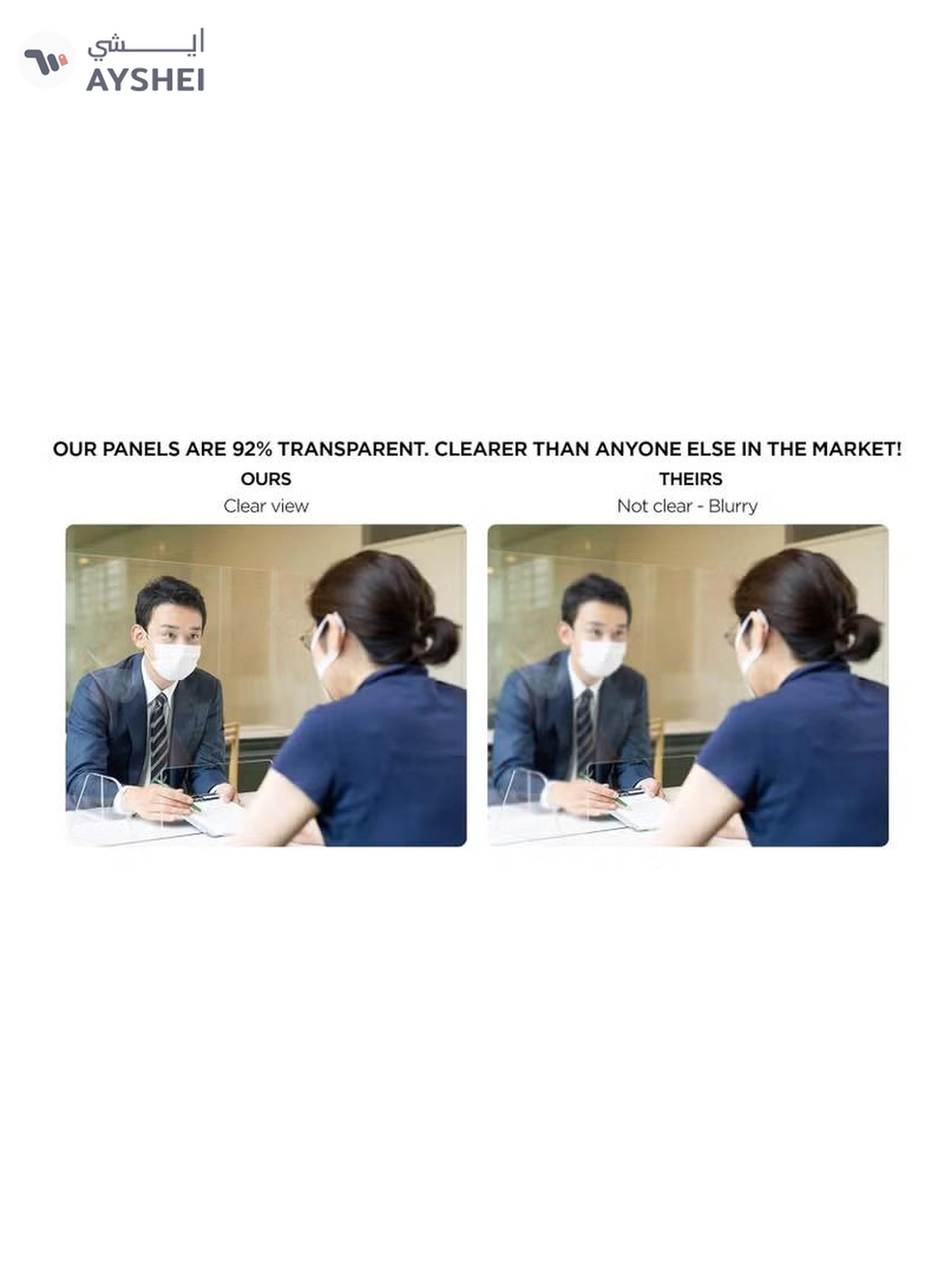 Eworld Plexiglass Freestanding Sneeze Guard with Transaction Window - Transparent Hygiene Screen -4-4