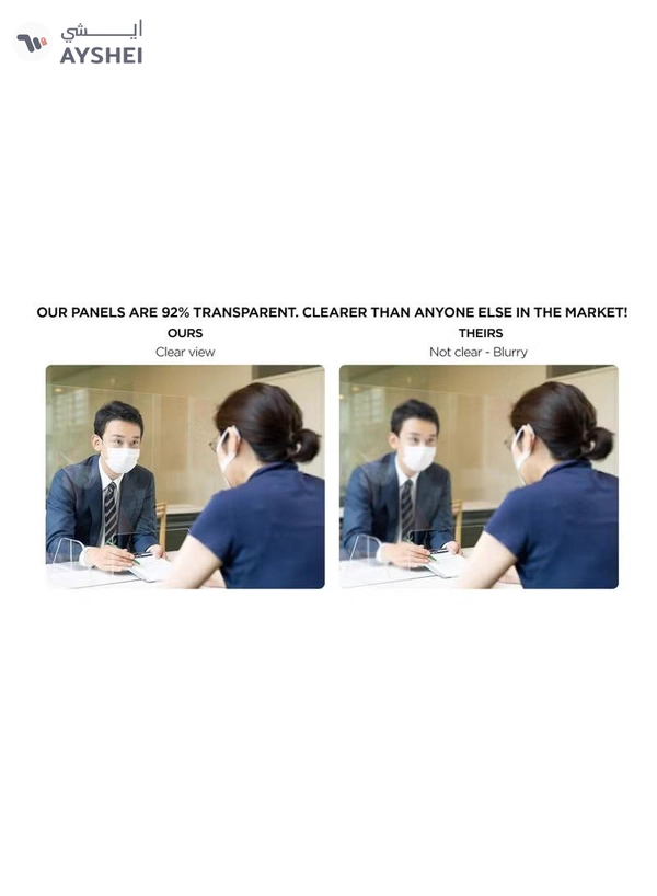 Eworld Plexiglass Freestanding Sneeze Guard with Transaction Window - Transparent Hygiene Screen 