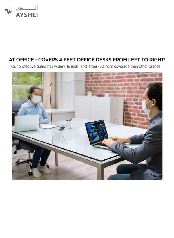 Eworld Plexiglass Freestanding Sneeze Guard with Transaction Window - Transparent Hygiene Screen 