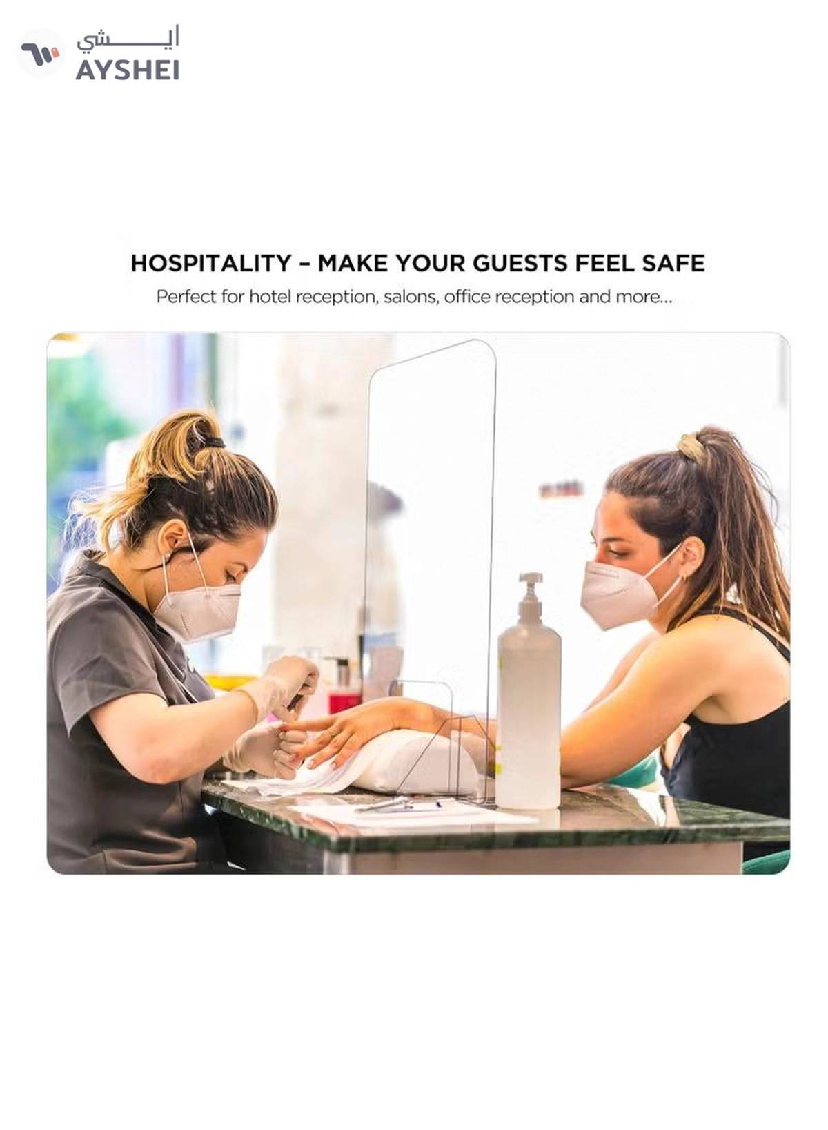 Eworld Plexiglass Freestanding Sneeze Guard with Transaction Window - Transparent Hygiene Screen -6-6