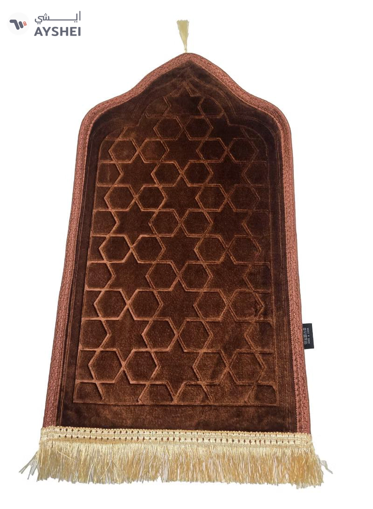 Yuwell Kids Prayer Mat Embossed Prayer Mat Anti-Slip Velvet Top Islamic Prayer Mat Sajadah Mat Prayer Rug Salah Mat For Kids Eid Gifts And Ramadan Gifts 60X35CM Brown-2-2