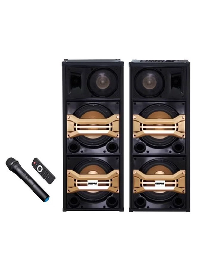 GEEPAS 2-Channel Professional Speakers With USB - SD Card Slots And FM Radio - Bluetooth GMS8517 Black/Gold-0