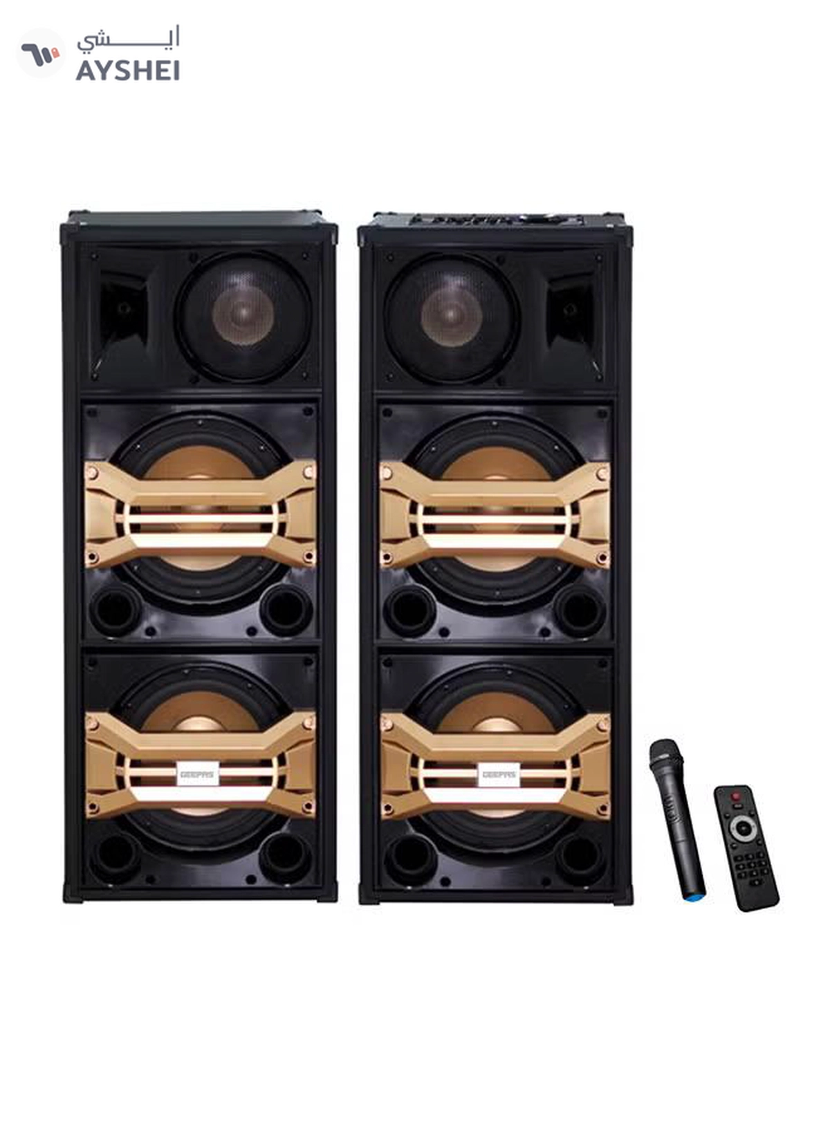 GEEPAS 2-Channel Professional Speakers With USB - SD Card Slots And FM Radio - Bluetooth GMS8517 Black/Gold-1-1