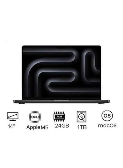 Apple New M5 Macbook Pro 2025 MDE34 Laptop With 14‑inch XDR Retina Display, M5 chip with 10-core CPU, 10-core GPU Processor/24GB RAM/1TB SSD/MacOS/International version English Space Black-0