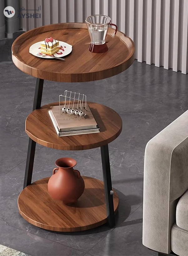 DubaiGallery Sofa Side Table Apartment Living Room Multi-Layer Coffee Table Luxury Light Coffee Tables Simple Modern Home Furniture for Living Room Small Round Table