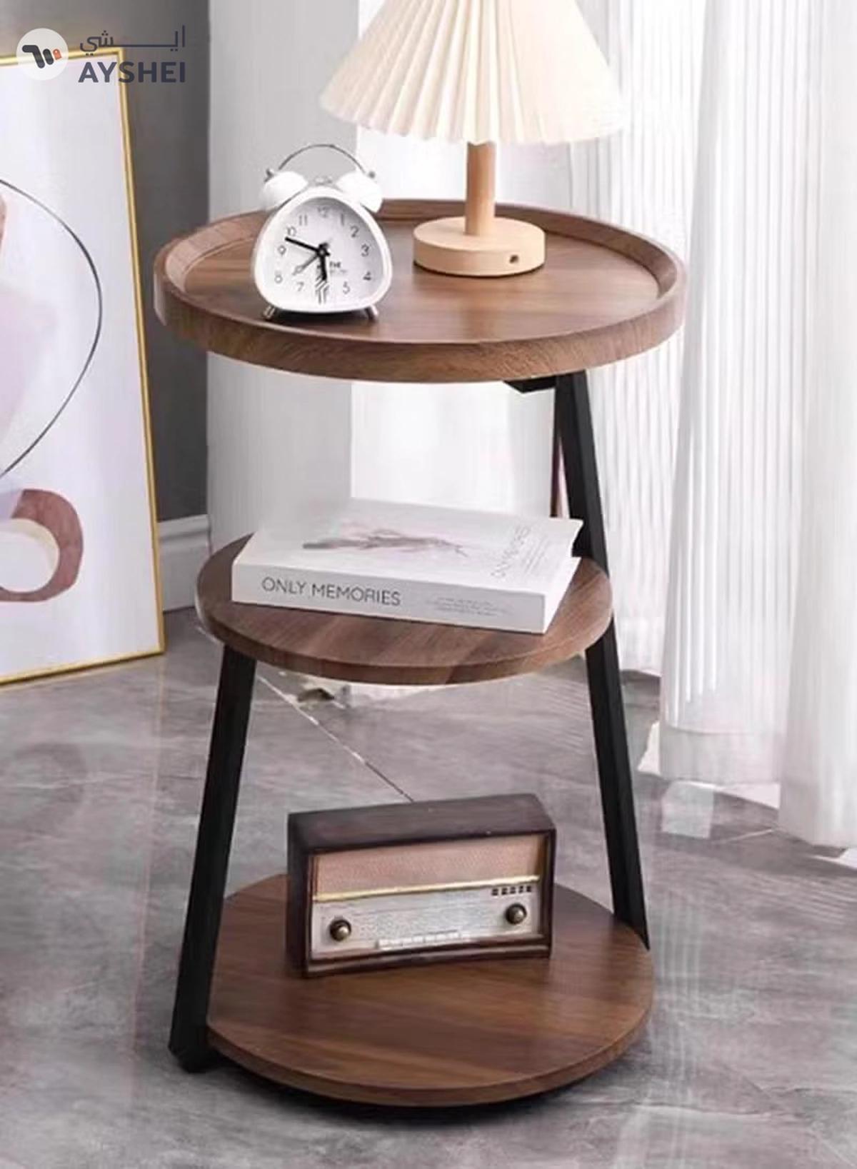 DubaiGallery Sofa Side Table Apartment Living Room Multi-Layer Coffee Table Luxury Light Coffee Tables Simple Modern Home Furniture for Living Room Small Round Table-1-1