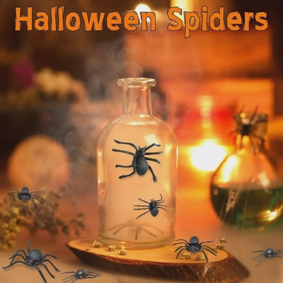 Halloween Spider Set – 2 Pieces  Realistic Creepy Crawlers for Spooky Halloween Decor, Haunted House Props, Indoor/Outdoor Scary Spider Decorations-1