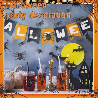Halloween Spider Set – 2 Pieces  Realistic Creepy Crawlers for Spooky Halloween Decor, Haunted House Props, Indoor/Outdoor Scary Spider Decorations-2