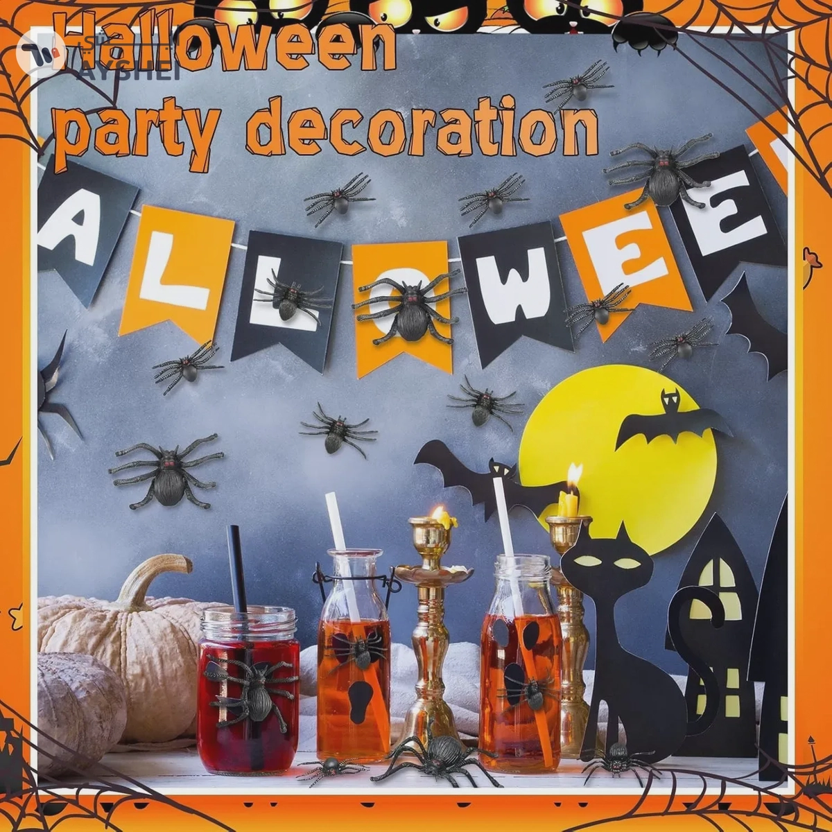 Halloween Spider Set – 2 Pieces  Realistic Creepy Crawlers for Spooky Halloween Decor, Haunted House Props, Indoor/Outdoor Scary Spider Decorations-2-2
