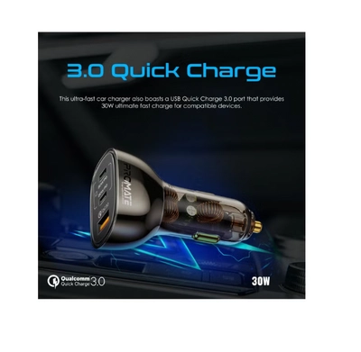 PROMATE iPhone 16 Transparent 80W Fast Charge Multi-Port Car Adapter With Dual USB Type-C -4
