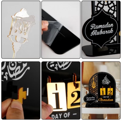 Eworld Ramadan Wooden Advent Calendar, Elegant Countdown Decoration -3