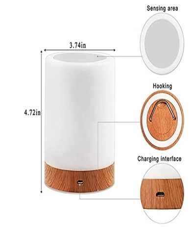 ORiTi RGB Colour Changing Touch Night Light Dimmable Warm White Nursery, Portable Cordless Lamp-1