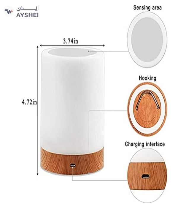 ORiTi RGB Colour Changing Touch Night Light Dimmable Warm White Nursery, Portable Cordless Lamp