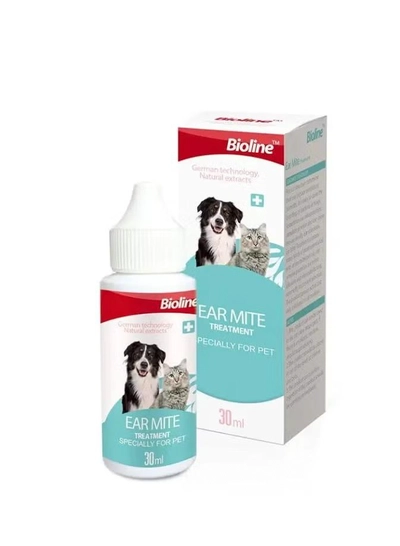  Bioline Ear Mite Treatment for Dogs & Cats | 30ml Pet Ear Cleaner Solution | Anti-Itch, Mite Removal Drops | Safe, Natural Formula | Vet-Recommended Pet Ear Hygiene Care for All Breeds-0