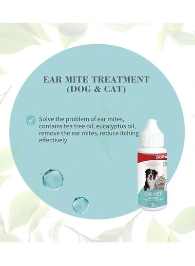  Bioline Ear Mite Treatment for Dogs & Cats | 30ml Pet Ear Cleaner Solution | Anti-Itch, Mite Removal Drops | Safe, Natural Formula | Vet-Recommended Pet Ear Hygiene Care for All Breeds-5