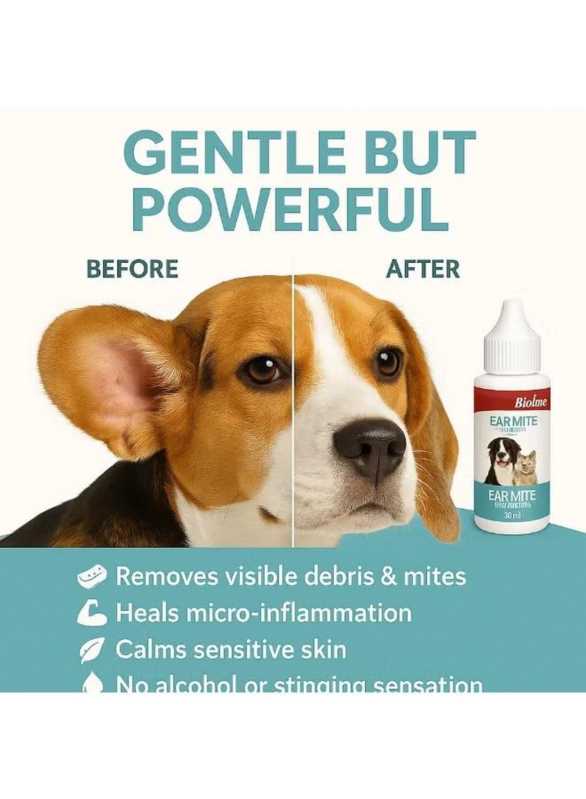  Bioline Ear Mite Treatment for Dogs & Cats | 30ml Pet Ear Cleaner Solution | Anti-Itch, Mite Removal Drops | Safe, Natural Formula | Vet-Recommended Pet Ear Hygiene Care for All Breeds-4-4